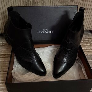 Coach Black Textured Ankle Boots